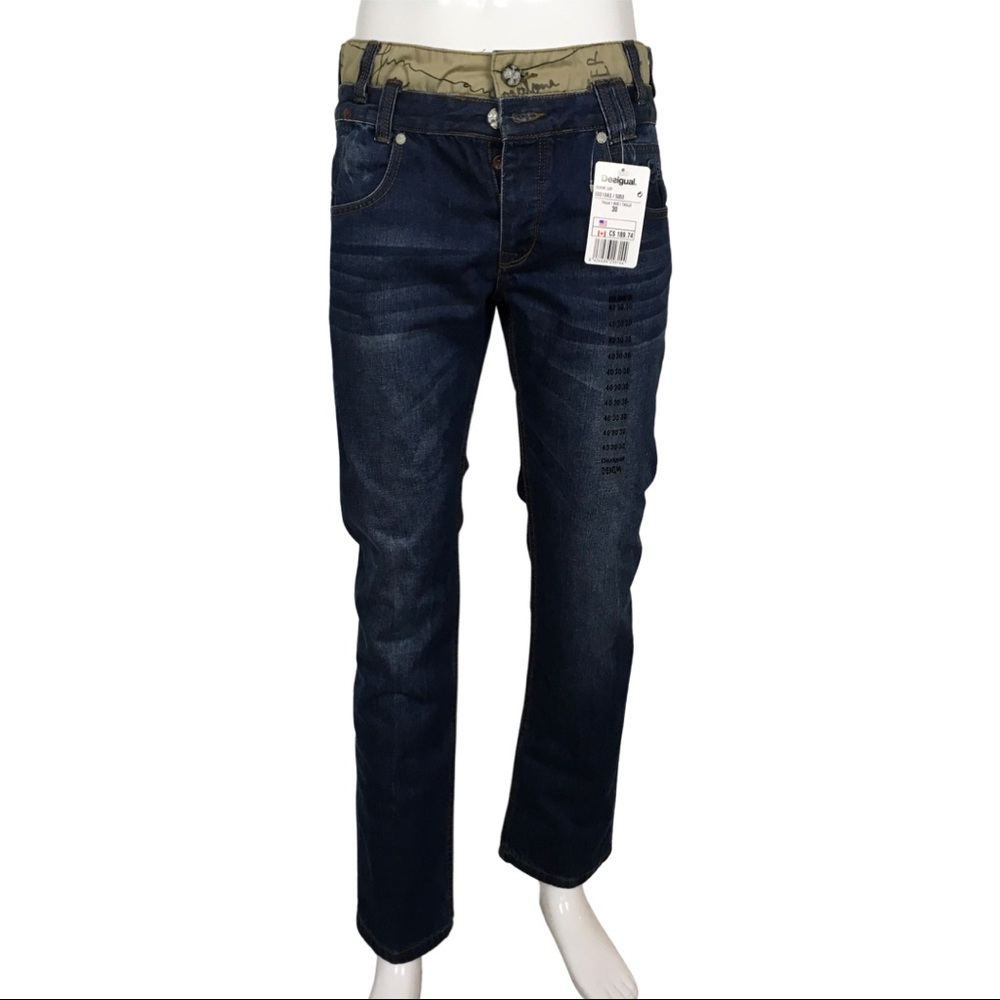 NWT Desigual Men's Denim Leo Jeans Blue Buttons Sz 30
